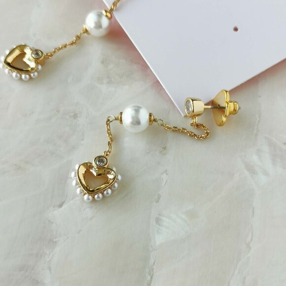 Kate Spade • Shining Spade Gold pearl Linear Earrings - Picture 3 of 3